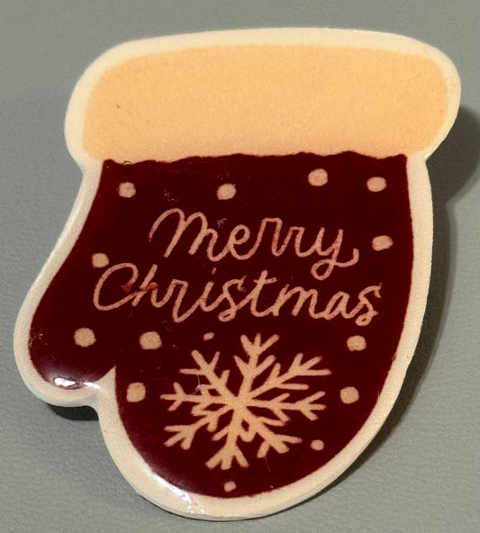 Merry Christmas Mitten Pin