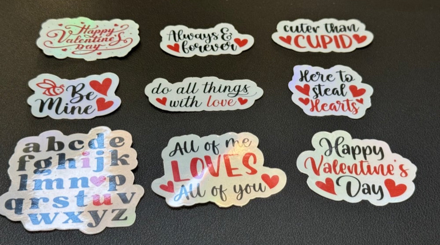 Valentines Holographic Vinyl Stickers Set