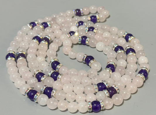 Rose Quartz & Amethyst Wrap Bracelet