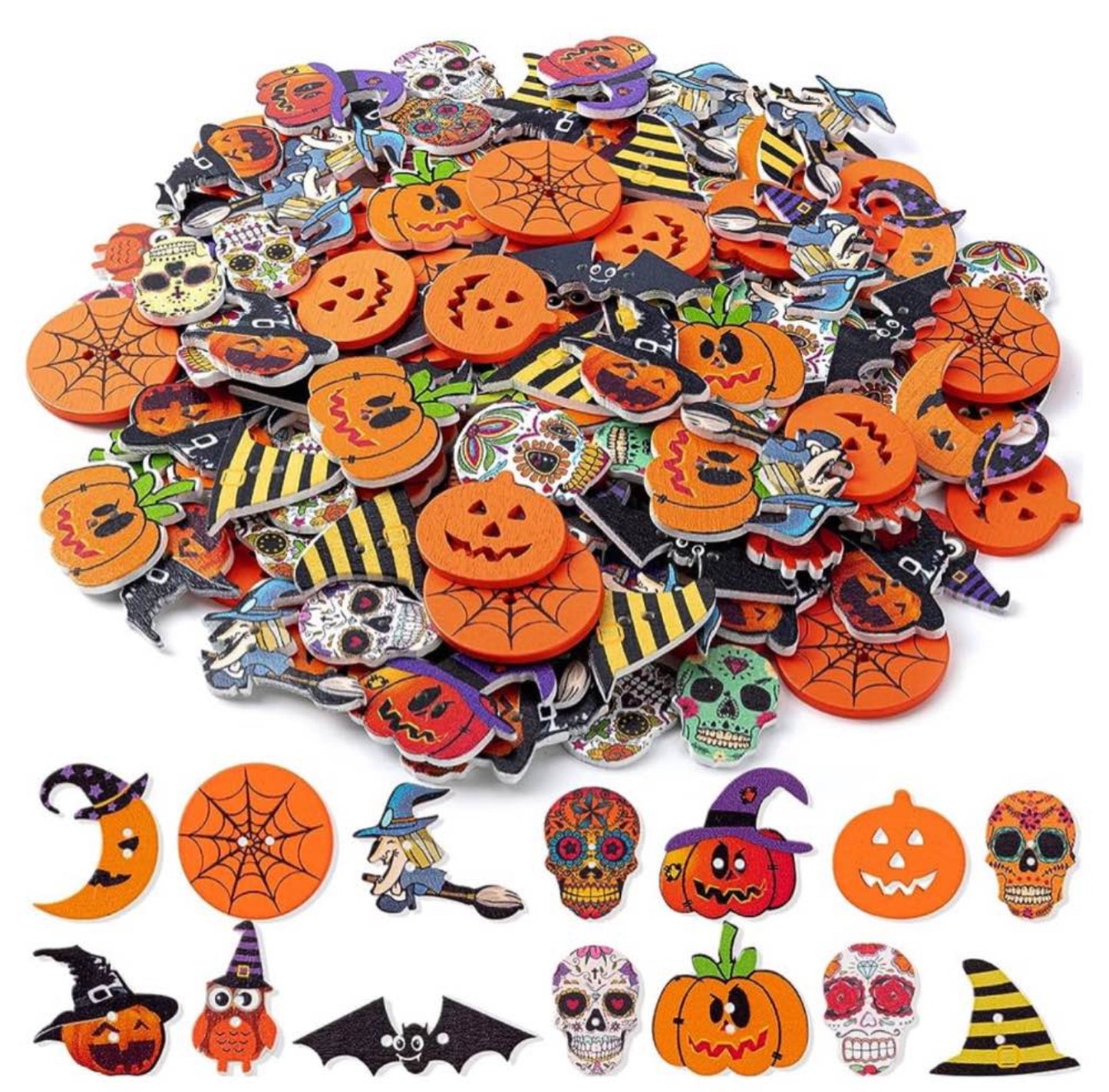 Wooden Halloween Buttons