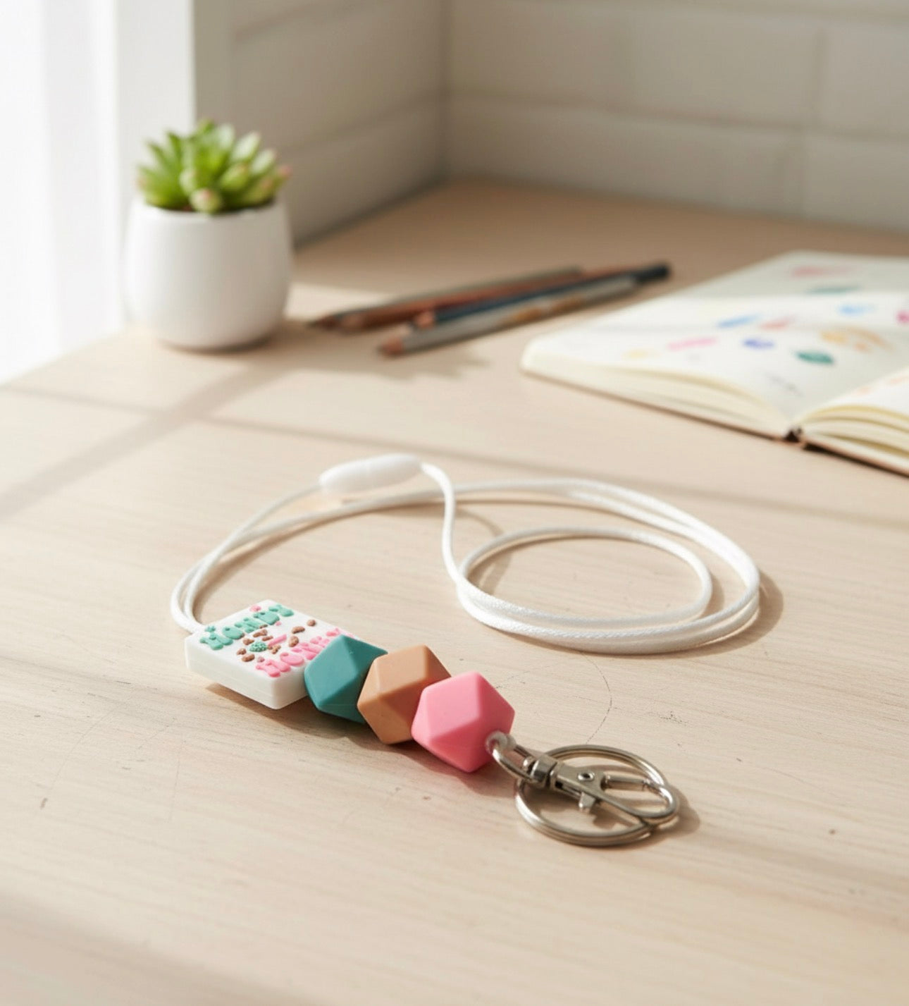 Silicone Bead Lanyard with Breakaway Clasp